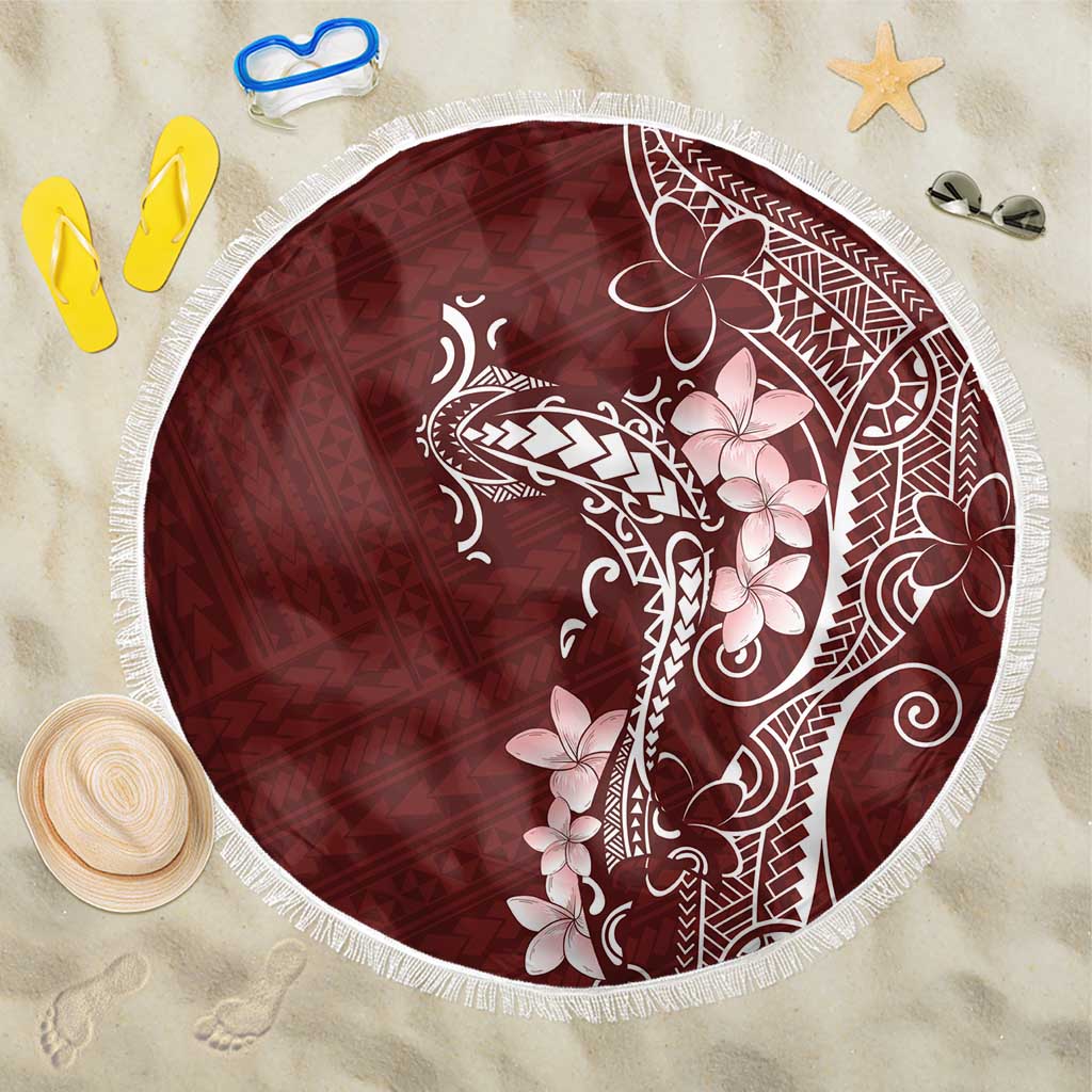 Oxblood Hawaii Beach Blanket Hammerhead Shark Tattoo Curve Polynesian LT14 One Size 150cm Oxblood - Polynesian Pride