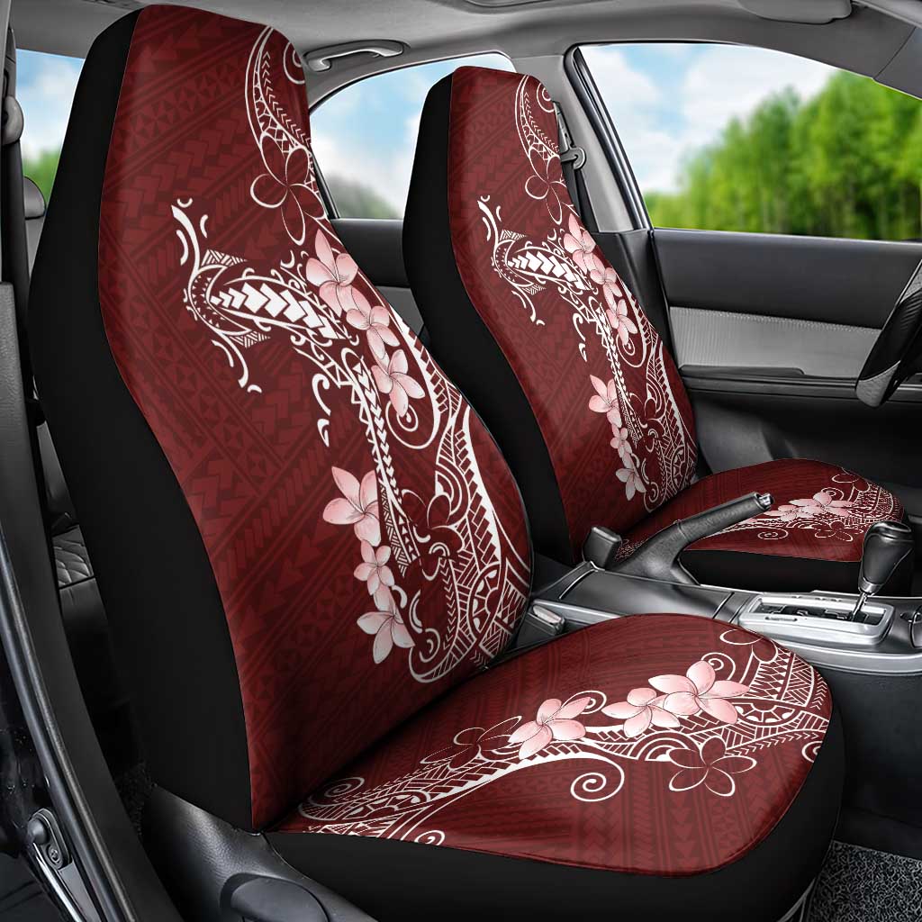 Oxblood Hawaii Car Seat Cover Hammerhead Shark Tattoo Curve Polynesian - Polynesian Pride