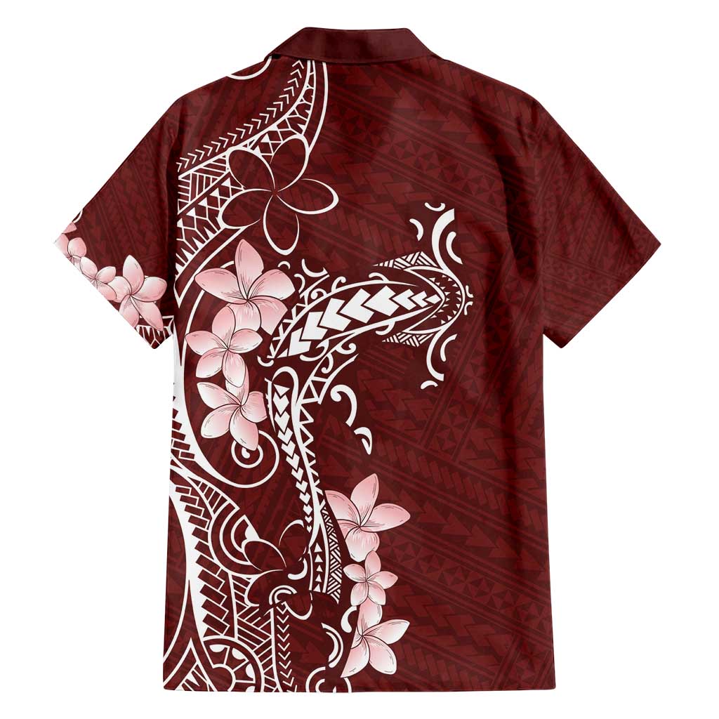 Oxblood Hawaii Family Matching Off Shoulder Maxi Dress and Hawaiian Shirt Hammerhead Shark Tattoo Curve Polynesian LT14 - Polynesian Pride