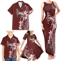 Oxblood Hawaii Family Matching Tank Maxi Dress and Hawaiian Shirt Hammerhead Shark Tattoo Curve Polynesian LT14 - Polynesian Pride