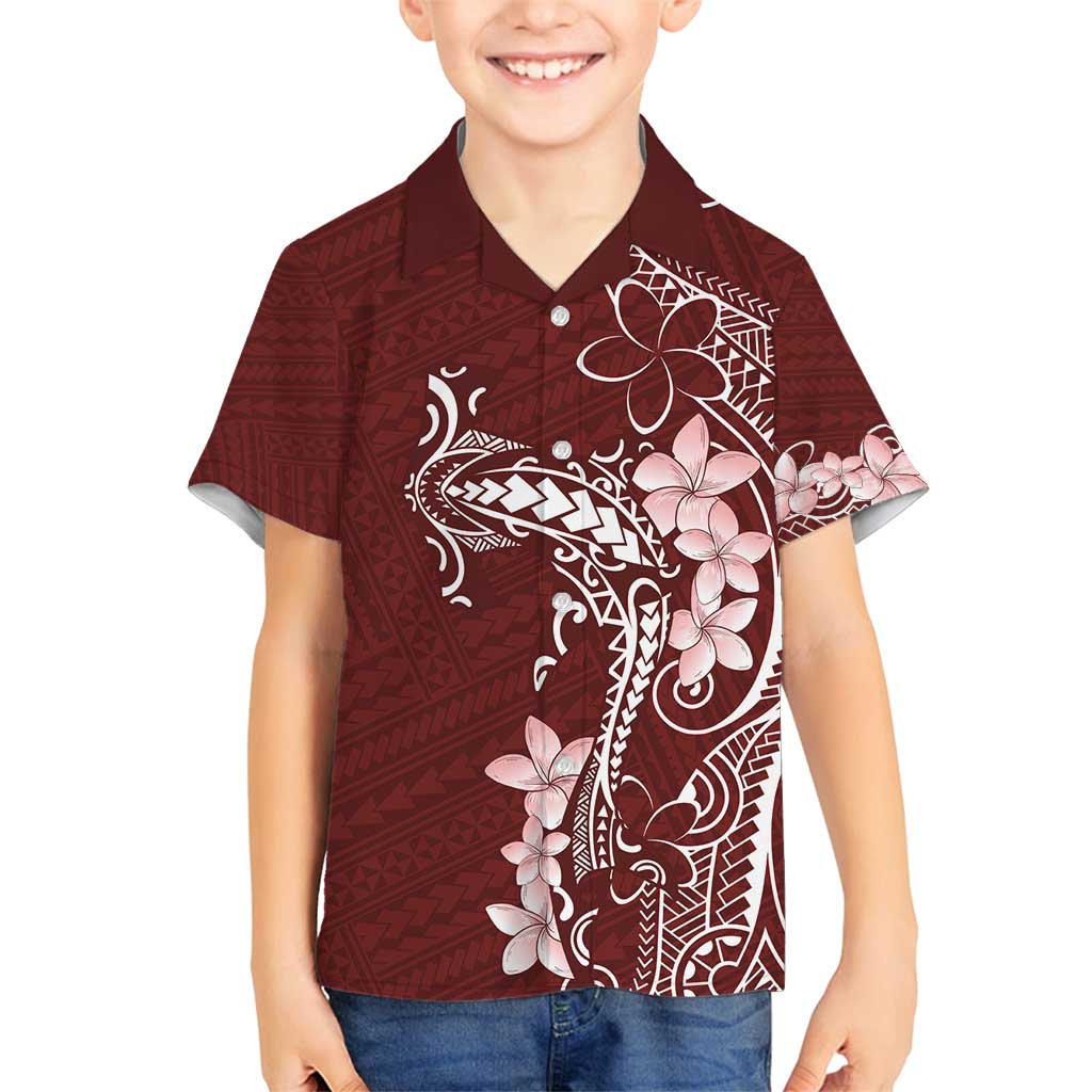 Oxblood Hawaii Family Matching Tank Maxi Dress and Hawaiian Shirt Hammerhead Shark Tattoo Curve Polynesian LT14 Son's Shirt Oxblood - Polynesian Pride