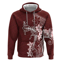 Oxblood Hawaii Hoodie Hammerhead Shark Tattoo Curve Polynesian LT14 Pullover Hoodie Oxblood - Polynesian Pride