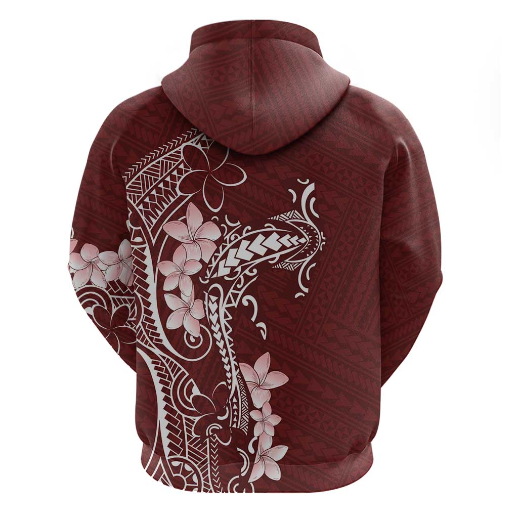 Oxblood Hawaii Hoodie Hammerhead Shark Tattoo Curve Polynesian LT14 - Polynesian Pride
