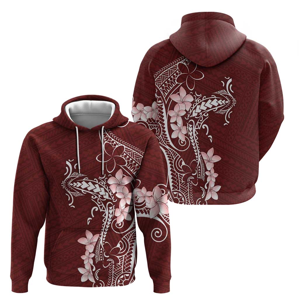 Oxblood Hawaii Hoodie Hammerhead Shark Tattoo Curve Polynesian LT14 - Polynesian Pride