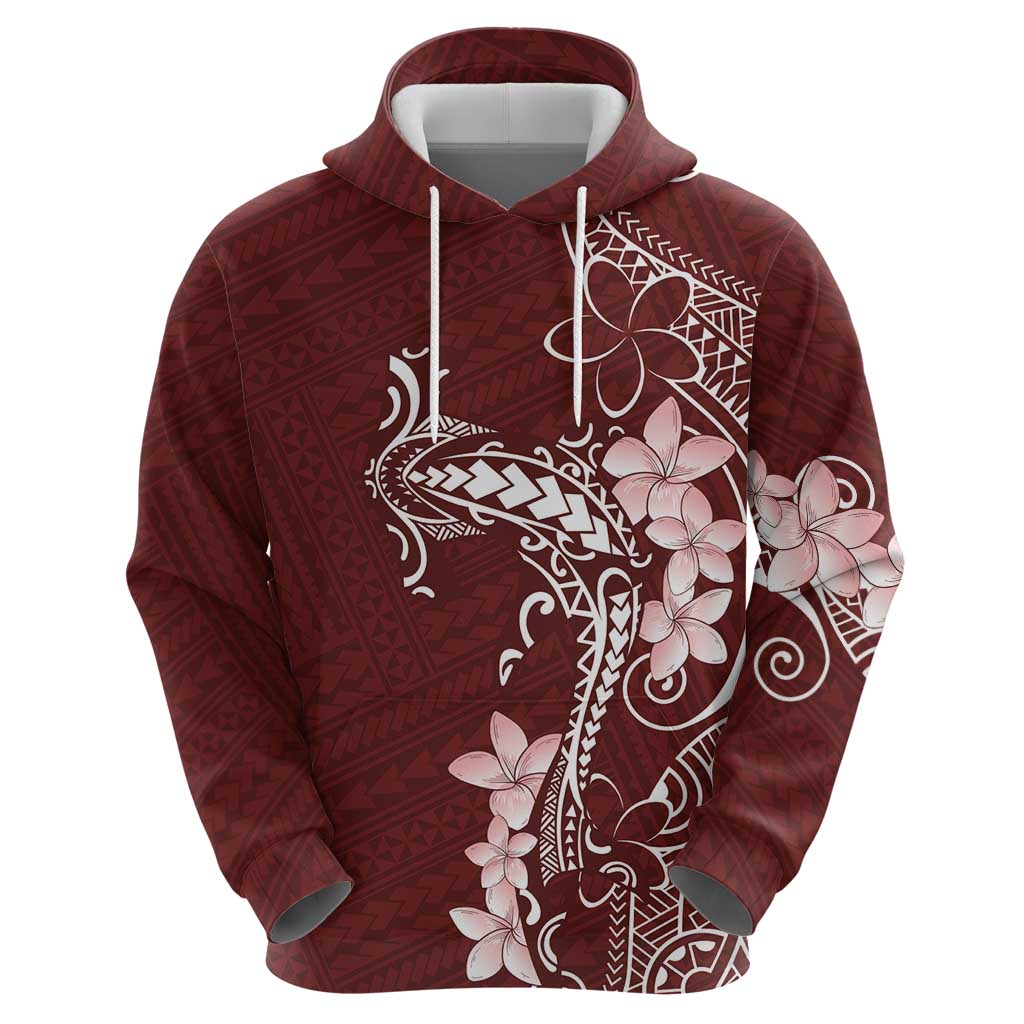 Oxblood Hawaii Hoodie Hammerhead Shark Tattoo Curve Polynesian LT14 - Polynesian Pride