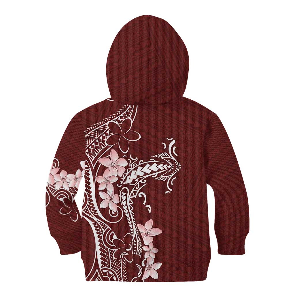 Oxblood Hawaii Kid Hoodie Hammerhead Shark Tattoo Curve Polynesian - Polynesian Pride