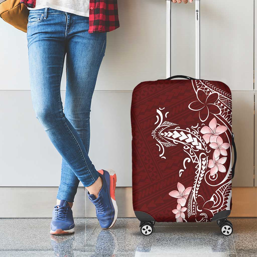 Oxblood Hawaii Luggage Cover Hammerhead Shark Tattoo Curve Polynesian - Polynesian Pride