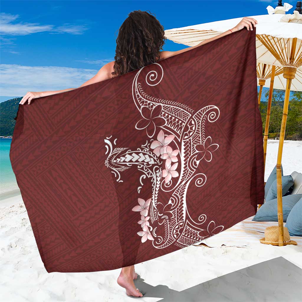 Oxblood Hawaii Sarong Hammerhead Shark Tattoo Curve Polynesian LT14 One Size 44 x 66 inches Oxblood - Polynesian Pride