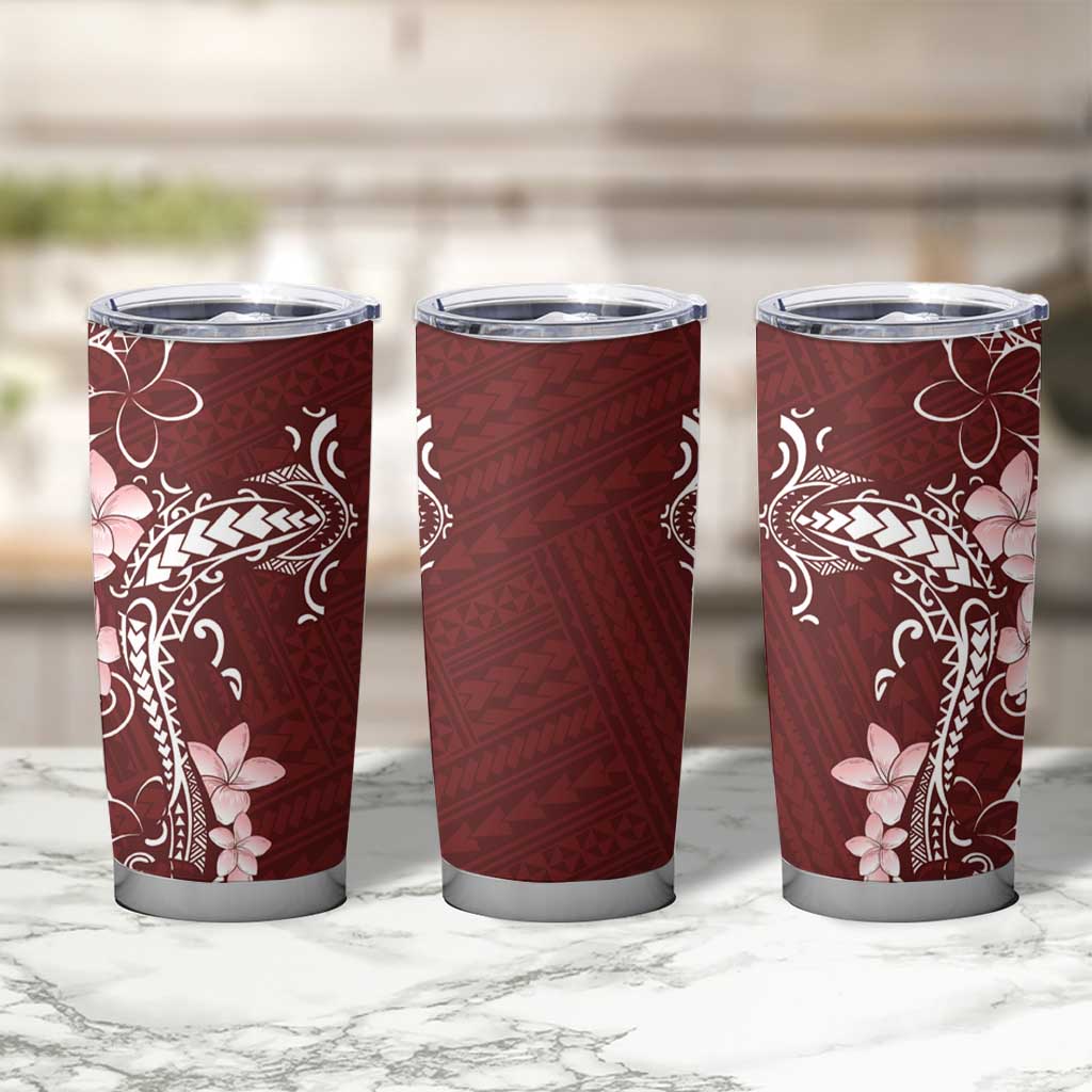 Oxblood Hawaii Tumbler Cup Hammerhead Shark Tattoo Curve Polynesian - Polynesian Pride