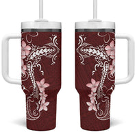 Oxblood Hawaii Tumbler With Handle Hammerhead Shark Tattoo Curve Polynesian LT14 One Size: 40 oz Oxblood - Polynesian Pride