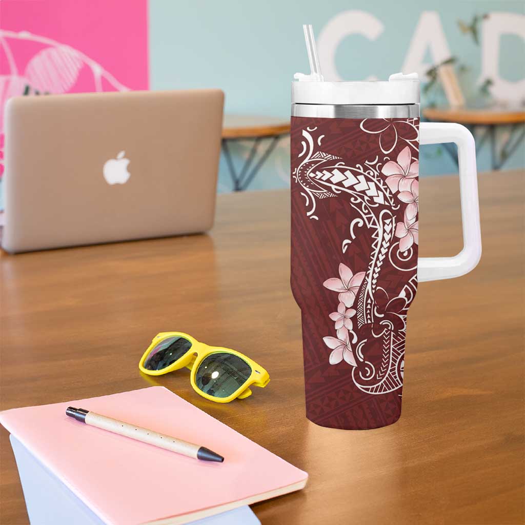 Oxblood Hawaii Tumbler With Handle Hammerhead Shark Tattoo Curve Polynesian LT14 - Polynesian Pride
