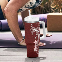Oxblood Hawaii Tumbler With Handle Hammerhead Shark Tattoo Curve Polynesian LT14 - Polynesian Pride