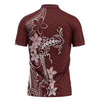 Oxblood Hawaii Zipper Polo Shirt Hammerhead Shark Tattoo Curve Polynesian LT14 - Polynesian Pride