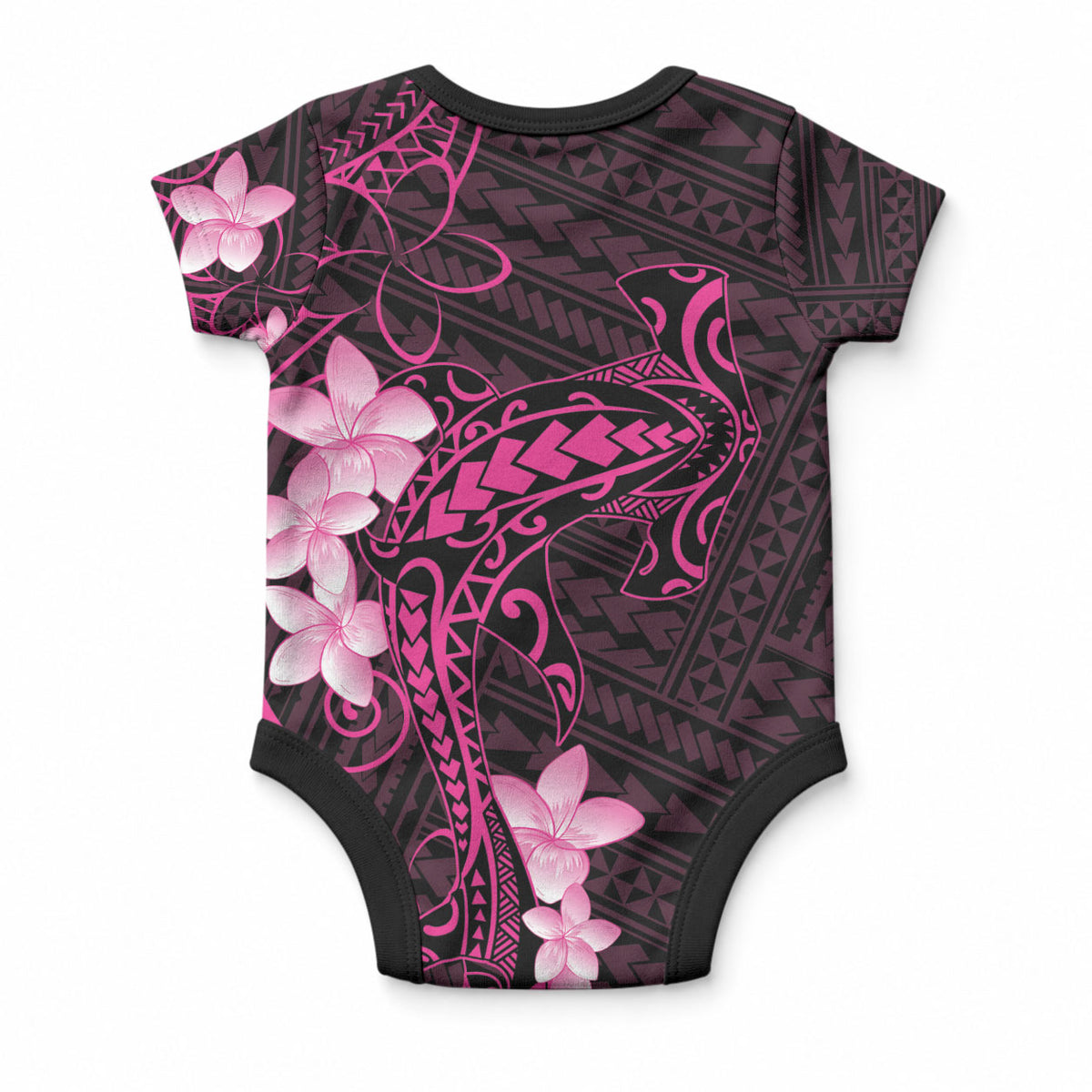Pink Hawaii Baby Onesie Hammerhead Shark Tattoo Curve Polynesian