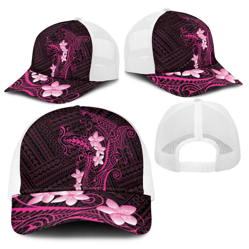 Pink Hawaii Baseball Net Cap Hammerhead Shark Tattoo Curve Polynesian - Polynesian Pride