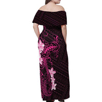 Pink Hawaii Family Matching Off Shoulder Maxi Dress and Hawaiian Shirt Hammerhead Shark Tattoo Curve Polynesian LT14 - Polynesian Pride