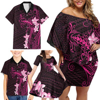Pink Hawaii Family Matching Off Shoulder Short Dress and Hawaiian Shirt Hammerhead Shark Tattoo Curve Polynesian LT14 - Polynesian Pride