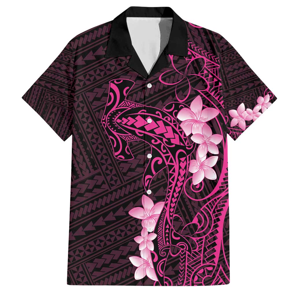 Pink Hawaii Family Matching Short Sleeve Bodycon Dress and Hawaiian Shirt Hammerhead Shark Tattoo Curve Polynesian LT14 Dad's Shirt - Short Sleeve Pink - Polynesian Pride