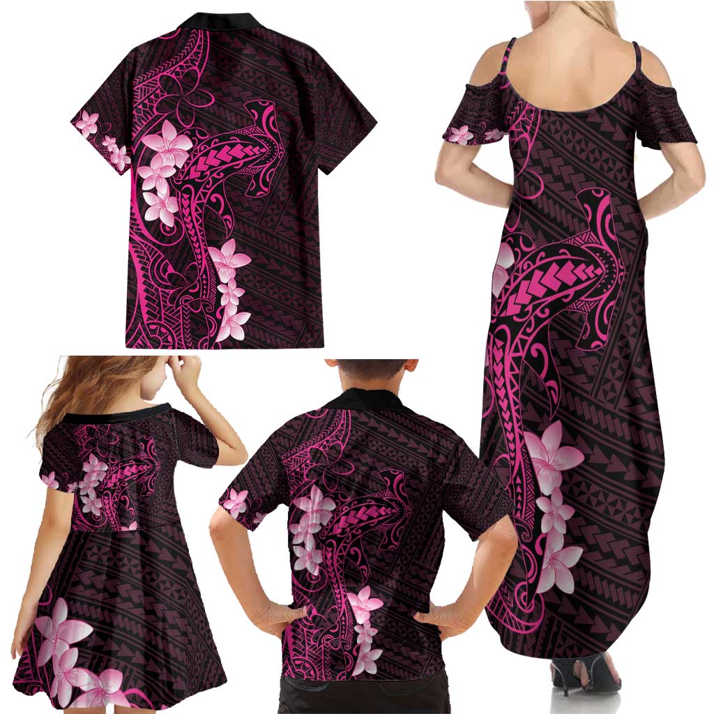 Pink Hawaii Family Matching Summer Maxi Dress and Hawaiian Shirt Hammerhead Shark Tattoo Curve Polynesian LT14 - Polynesian Pride