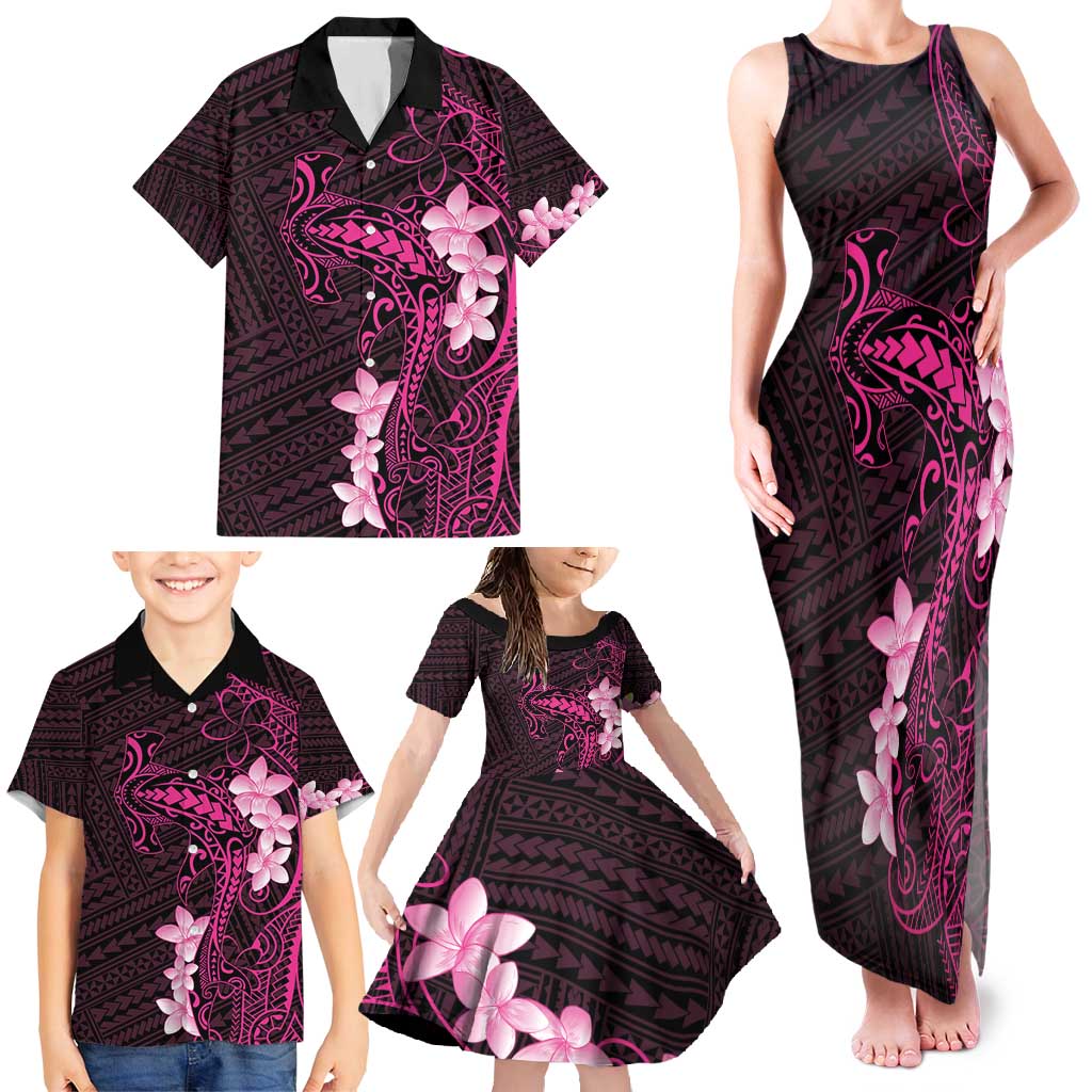 Pink Hawaii Family Matching Tank Maxi Dress and Hawaiian Shirt Hammerhead Shark Tattoo Curve Polynesian LT14 - Polynesian Pride