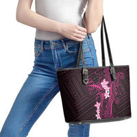 Pink Hawaii Leather Tote Bag Hammerhead Shark Tattoo Curve Polynesian - Polynesian Pride