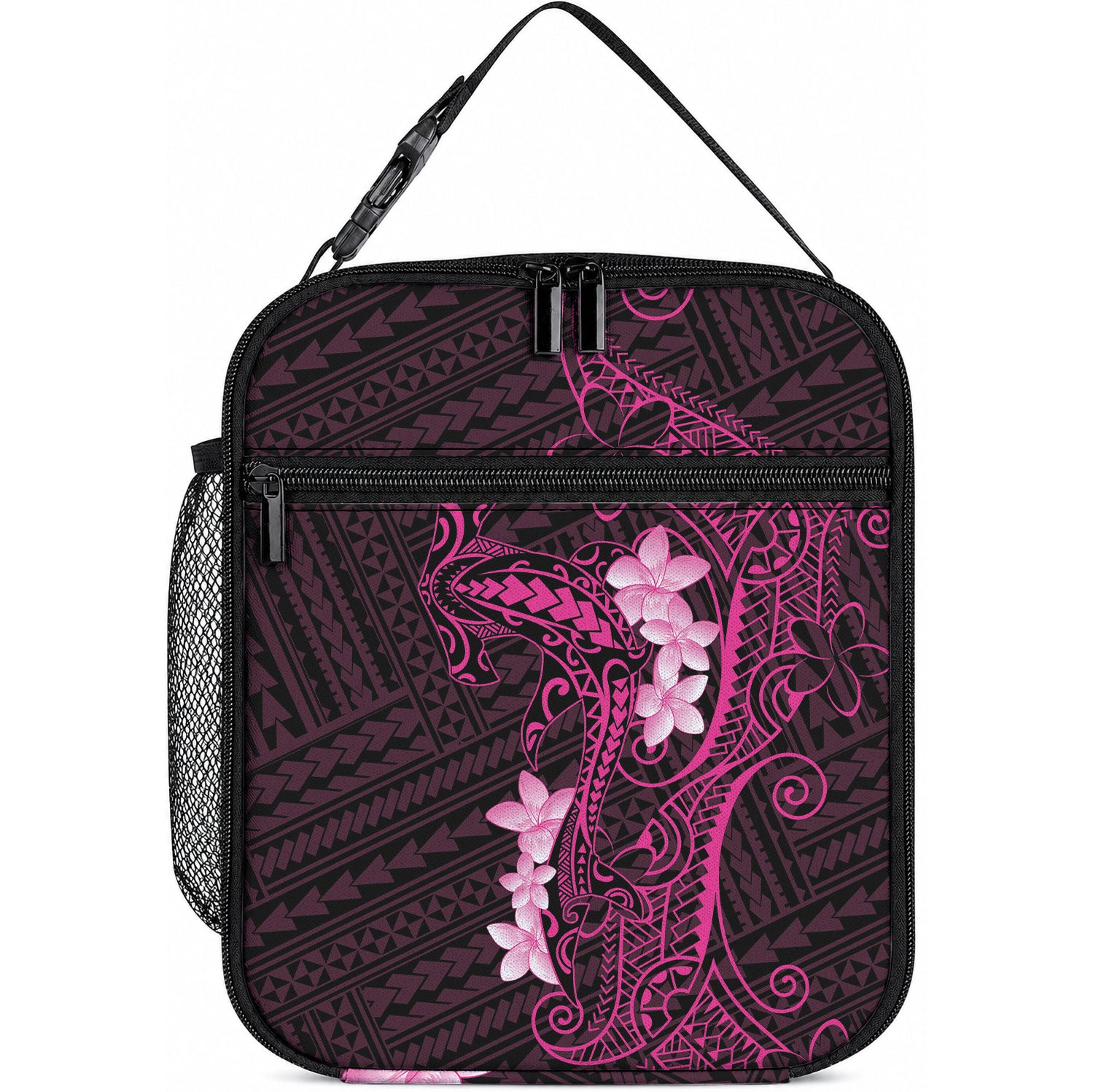 Pink Hawaii Lunch Bag Hammerhead Shark Tattoo Curve Polynesian