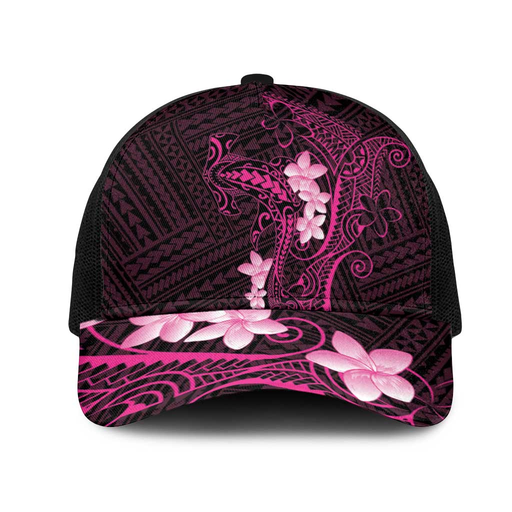 Pink Hawaii Mesh Trucker Cap Hammerhead Shark Tattoo Curve Polynesian - Polynesian Pride