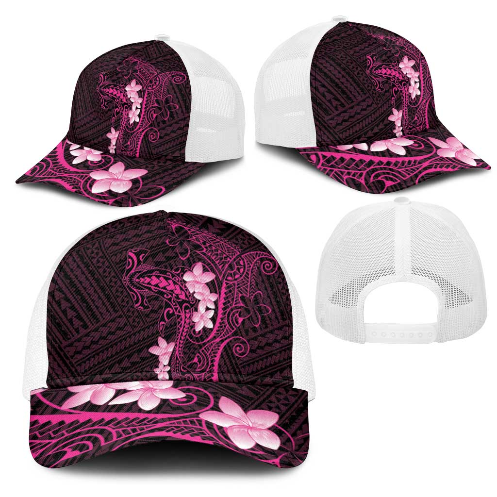 Pink Hawaii Mesh Trucker Cap Hammerhead Shark Tattoo Curve Polynesian - Polynesian Pride