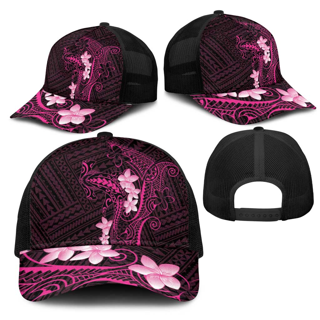 Pink Hawaii Mesh Trucker Cap Hammerhead Shark Tattoo Curve Polynesian - Polynesian Pride