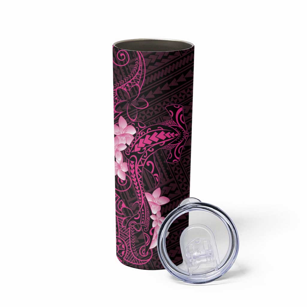 Pink Hawaii Skinny Tumbler Hammerhead Shark Tattoo Curve Polynesian - Polynesian Pride