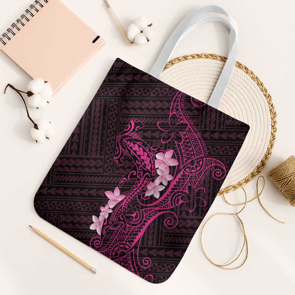 Pink Hawaii Tote Bag Hammerhead Shark Tattoo Curve Polynesian - Polynesian Pride