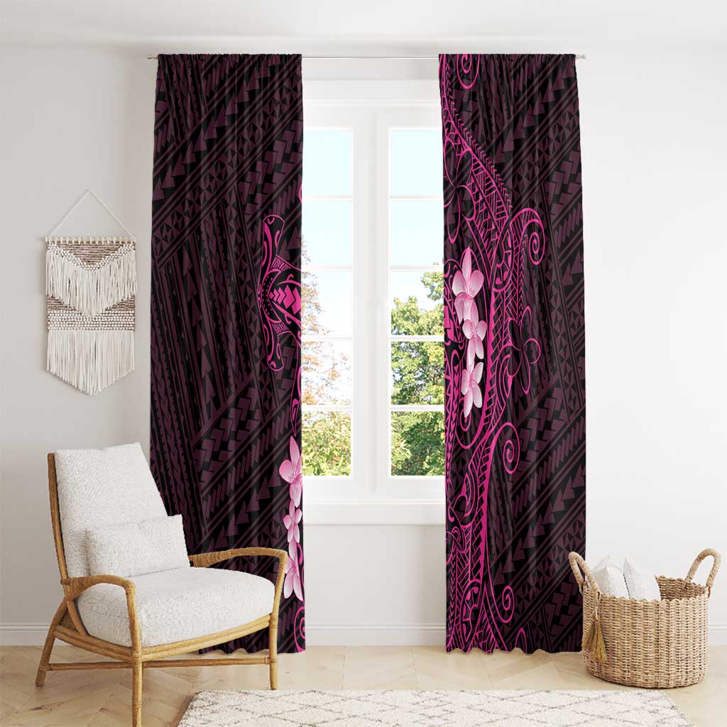Pink Hawaii Window Curtain Hammerhead Shark Tattoo Curve Polynesian - Polynesian Pride