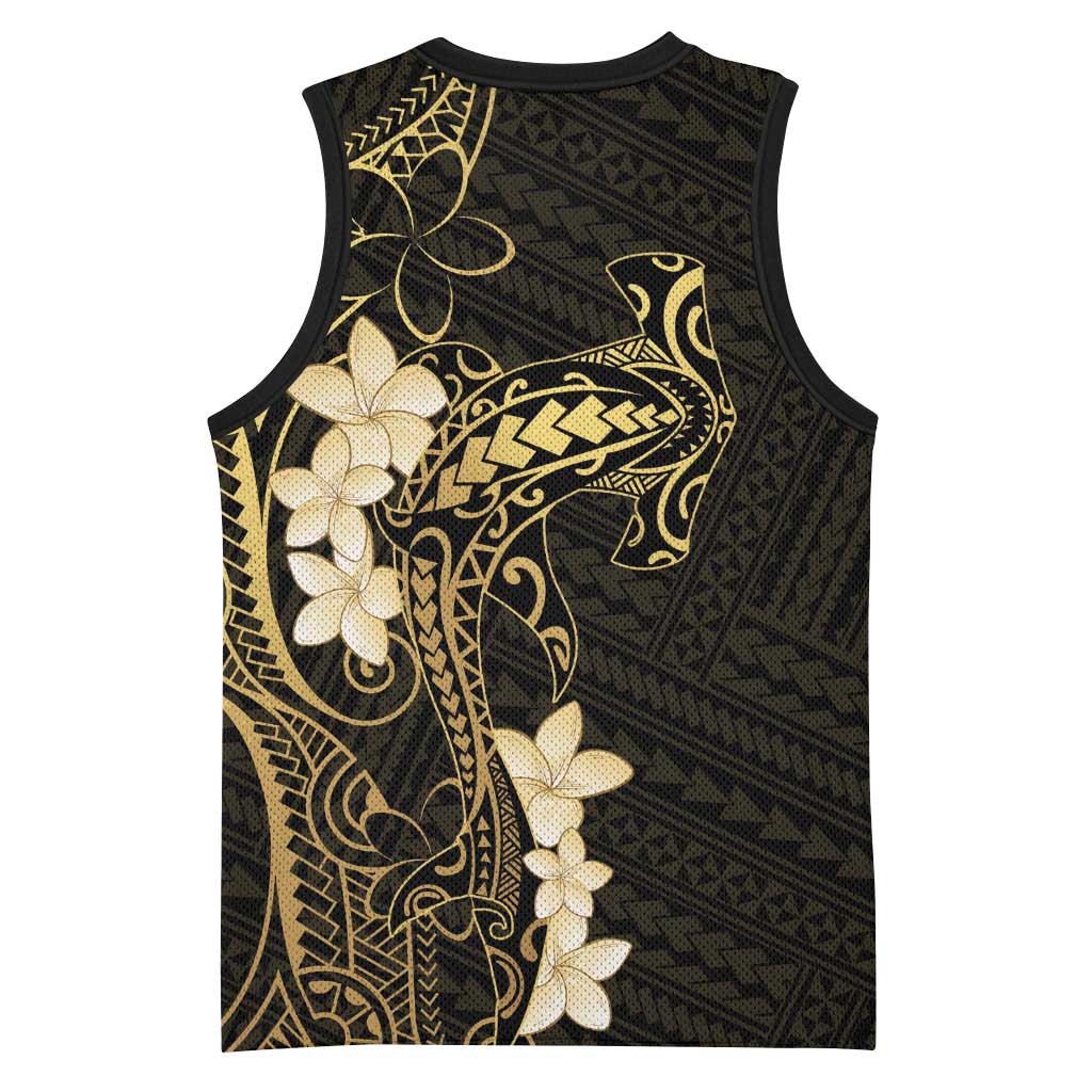 Black and Gold Hawaii Basketball Jersey Hammerhead Shark Tattoo Curve Polynesian LT14 - Polynesian Pride