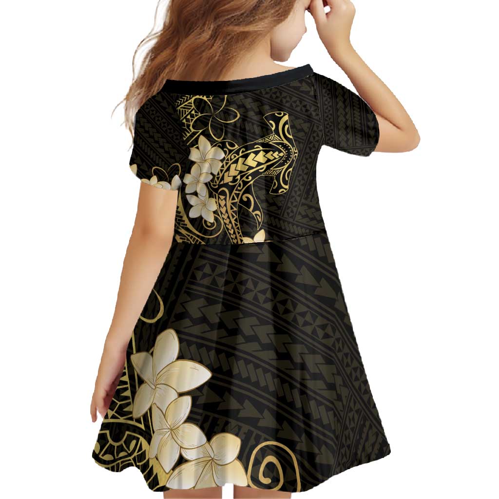 Black and Gold Hawaii Family Matching Off Shoulder Maxi Dress and Hawaiian Shirt Hammerhead Shark Tattoo Curve Polynesian LT14 - Polynesian Pride