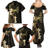 Black and Gold Hawaii Family Matching Summer Maxi Dress and Hawaiian Shirt Hammerhead Shark Tattoo Curve Polynesian LT14 - Polynesian Pride