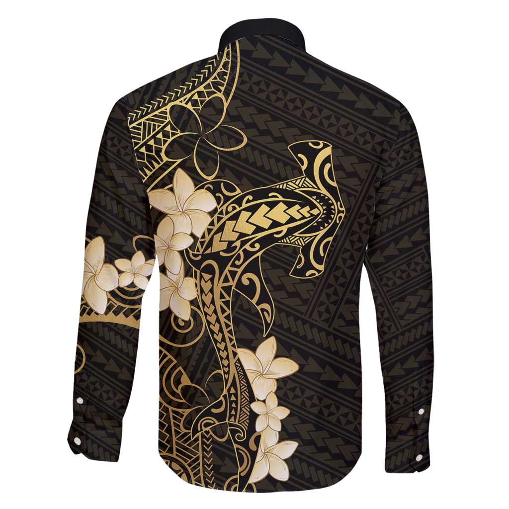 Black and Gold Hawaii Family Matching Summer Maxi Dress and Hawaiian Shirt Hammerhead Shark Tattoo Curve Polynesian LT14 - Polynesian Pride