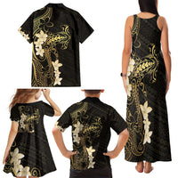 Black and Gold Hawaii Family Matching Tank Maxi Dress and Hawaiian Shirt Hammerhead Shark Tattoo Curve Polynesian LT14 - Polynesian Pride