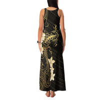 Black and Gold Hawaii Family Matching Tank Maxi Dress and Hawaiian Shirt Hammerhead Shark Tattoo Curve Polynesian LT14 - Polynesian Pride
