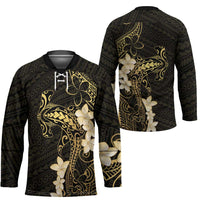Black and Gold Hawaii Hockey Jersey Hammerhead Shark Tattoo Curve Polynesian - Polynesian Pride