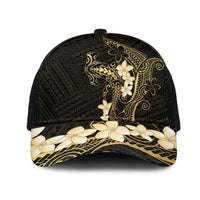 Black and Gold Hawaii Mesh Trucker Cap Hammerhead Shark Tattoo Curve Polynesian - Polynesian Pride