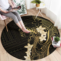 Black and Gold Hawaii Round Carpet Hammerhead Shark Tattoo Curve Polynesian LT14 - Polynesian Pride