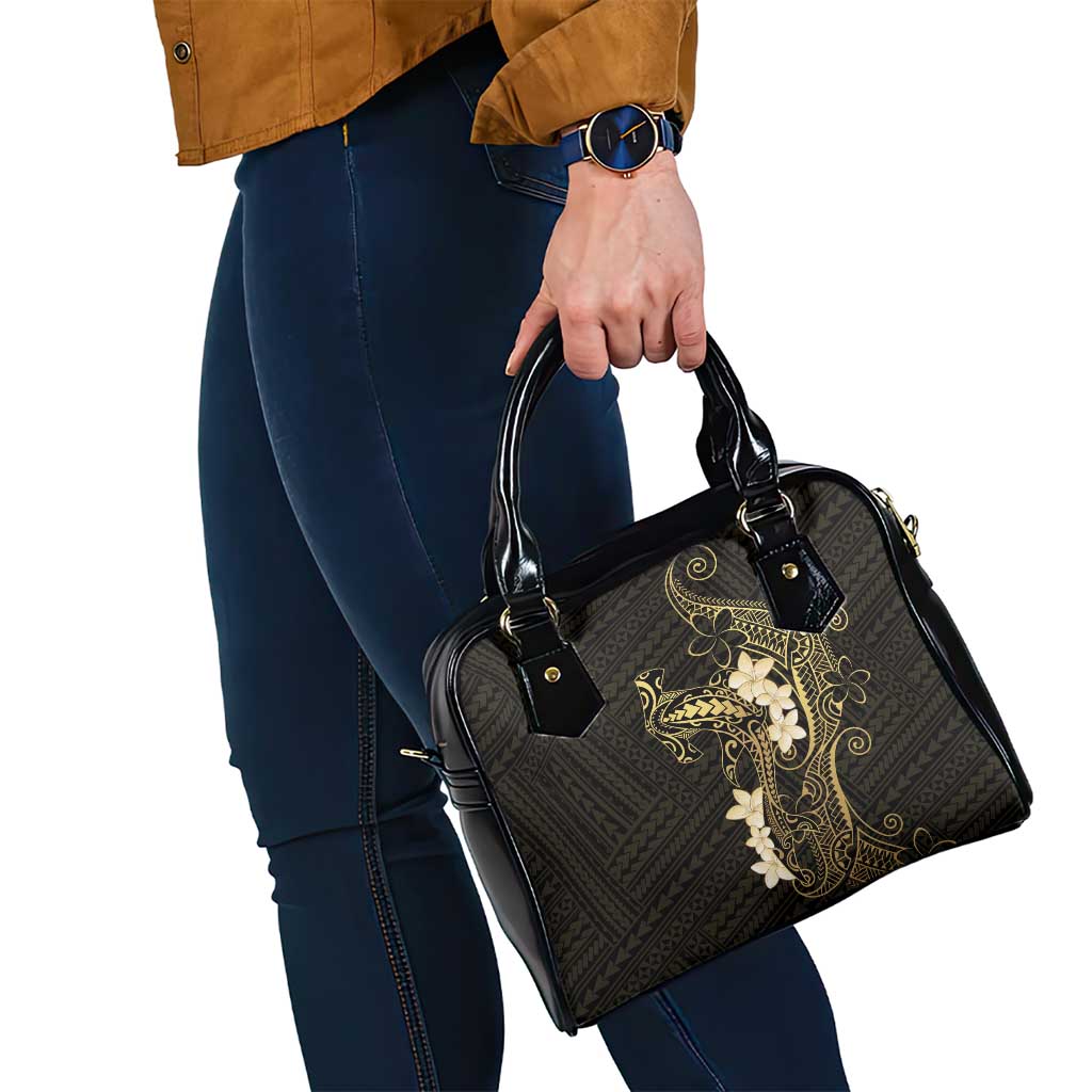 Black and Gold Hawaii Shoulder Handbag Hammerhead Shark Tattoo Curve Polynesian LT14 - Polynesian Pride