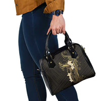 Black and Gold Hawaii Shoulder Handbag Hammerhead Shark Tattoo Curve Polynesian LT14 - Polynesian Pride