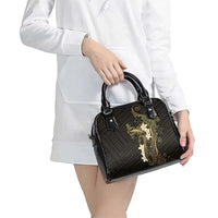 Black and Gold Hawaii Shoulder Handbag Hammerhead Shark Tattoo Curve Polynesian LT14 - Polynesian Pride