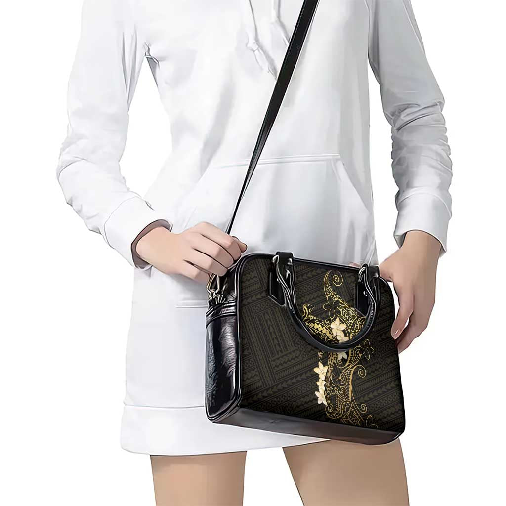 Black and Gold Hawaii Shoulder Handbag Hammerhead Shark Tattoo Curve Polynesian LT14 - Polynesian Pride