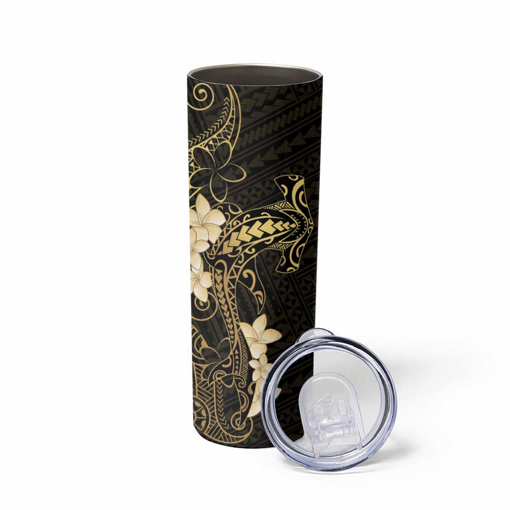 Black and Gold Hawaii Skinny Tumbler Hammerhead Shark Tattoo Curve Polynesian LT14 - Polynesian Pride