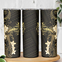Black and Gold Hawaii Skinny Tumbler Hammerhead Shark Tattoo Curve Polynesian LT14 - Polynesian Pride