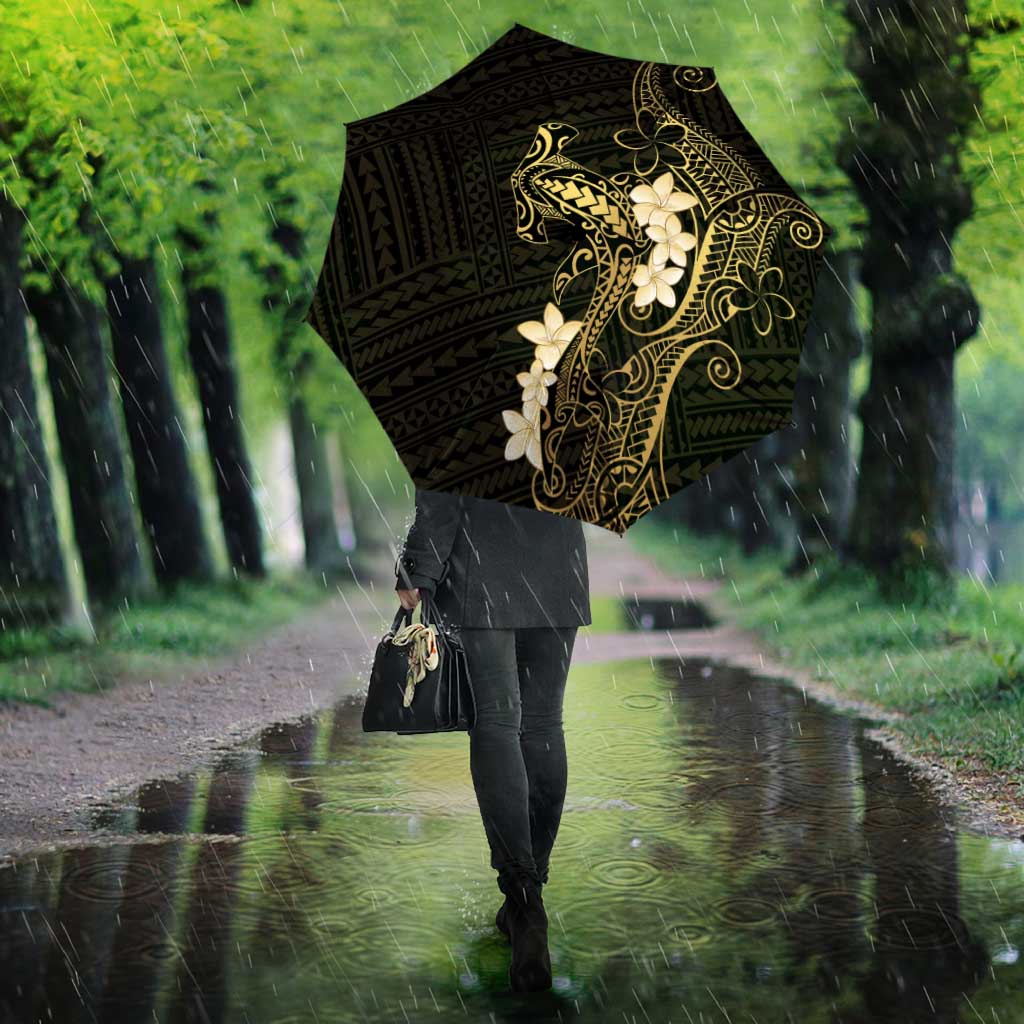 Black and Gold Hawaii Umbrella Hammerhead Shark Tattoo Curve Polynesian - Polynesian Pride