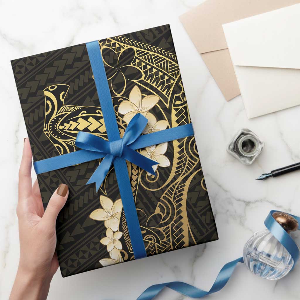 Black and Gold Hawaii Wrapping Paper Hammerhead Shark Tattoo Curve Polynesian LT14 - Polynesian Pride