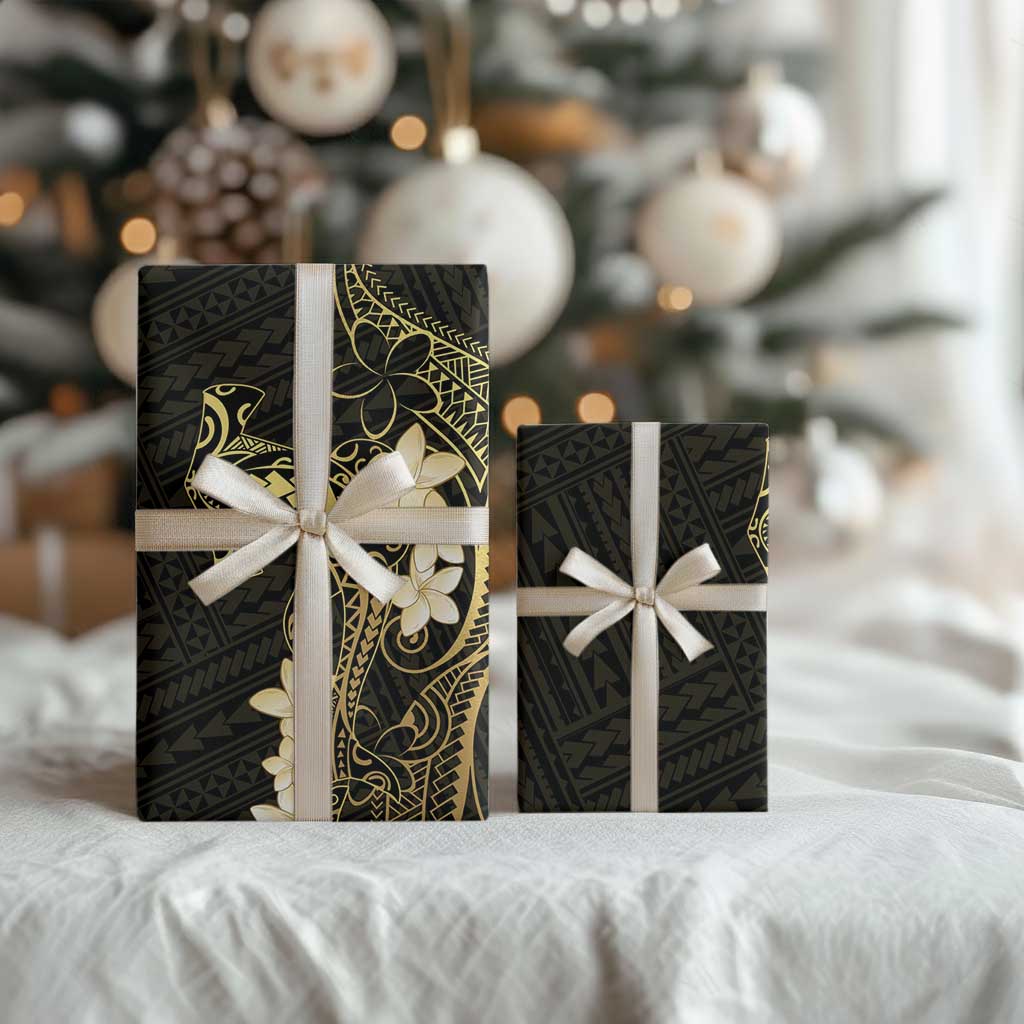 Black and Gold Hawaii Wrapping Paper Hammerhead Shark Tattoo Curve Polynesian LT14 - Polynesian Pride